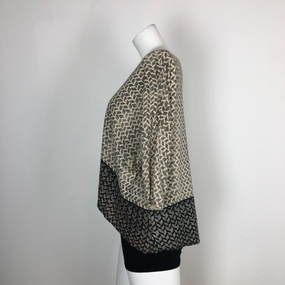 MOTH Tiered Beaded Printed Sweater Top 3/4 Sleeve - Picture 4 of 7